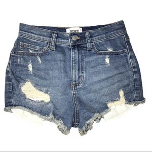 PINK | High Waisted Distressed Shorts